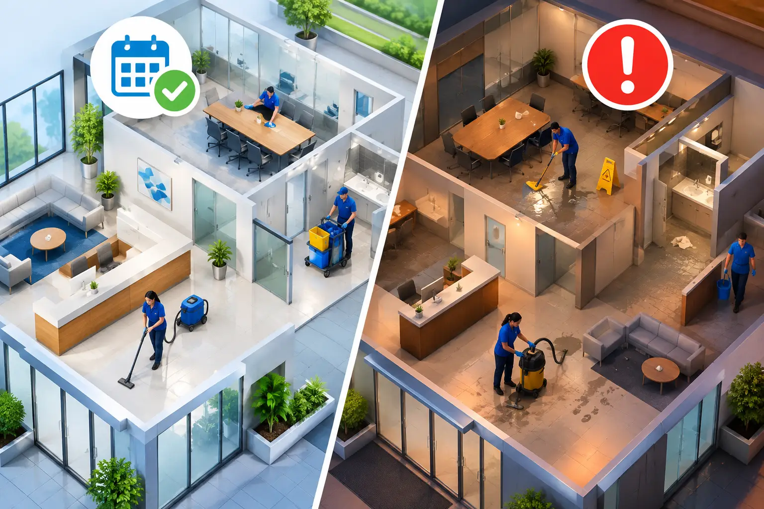 Scheduled Versus Reactive Facility Cleaning